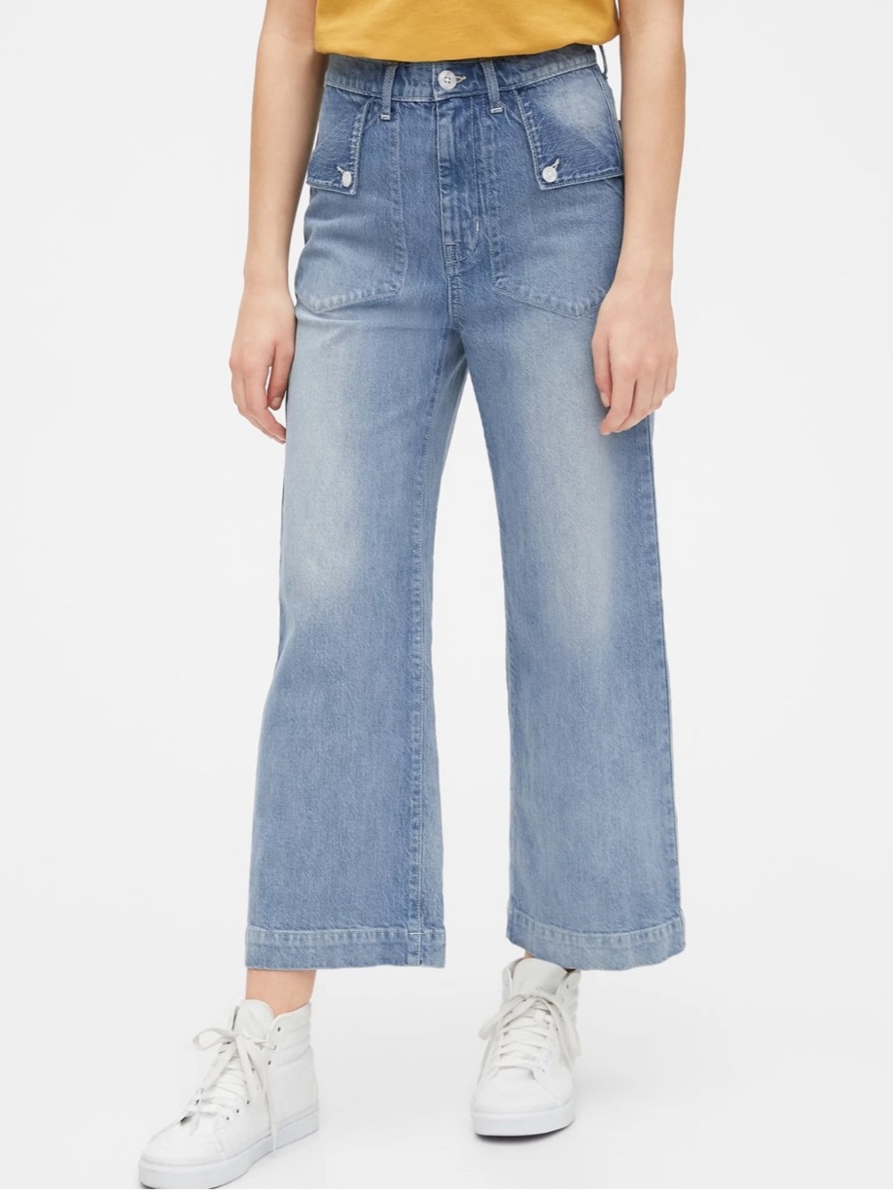 GAP Washed Light Blue Wide-Leg High-Rise Jeans